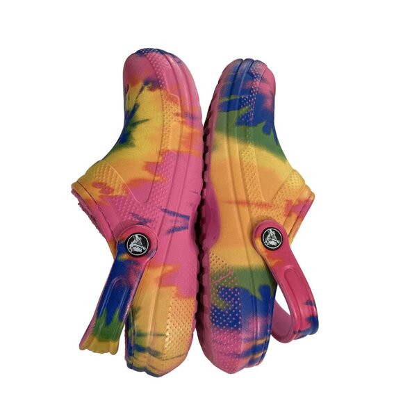 Crocs Classic unisex size Women's 6 men 4 Multicolor Tie-Dye lined Clog Shoes - Picture 6 of 8